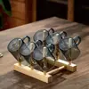 Suprimento do fabricante pode ser personalizado copo de água de vidro transparente resistente ao calor copo de chá copo de suco espessado com alça conjunto de chá kung fu