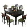 Conjunto de Mesa de Jantar e Cadeiras Vintage em Madeira Maciça Estilo Francês para Uso Doméstico, Estilo Meio do Século, Extensível para Mesa Redonda, Adequado para Vários Tamanhos de Casas