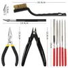 Kit de herramientas de impresión 3D, tijeras de modelo, soporte, tira de pulido, aguja de limpieza de boquilla, cepillo de limpieza, raspador, juego de cuchillos de tallado