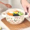 Tigela de Ovos Cozidos com Duas Orelhas Doméstica Estilo Japonês Fofa de Cerâmica Tigela de Arroz Infantil Tigela Especial para Comida de Bebê Tigela de Sopa Tigela de Salada
