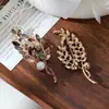 Broche de Aleación de Moda de Gama Alta con Pedrería, Ramo de Rama de Sauce, Elegante y Sencillo Accesorio de Broche para Ropa de Mujer