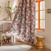 Cortinas Retro Estilo Americano con Rosas, Más Vendidos Transfronterizos, Estilo Pintura al Óleo Jacquard, Semioscuras, Cortinas sin Taladro para Ventanas de Mirador de Dormitorio