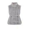 Inverno 2025 Novo Moda de Rua Casual Europeia e Americana Cruzada Colete Feminino de Gola Alta com Cinto W039 8036