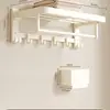 Toallero de Aluminio Espacial Perforado Estilo Crema Toallero de Baño Estante de Baño Colgador Juego de Cinco Piezas para Inodoro