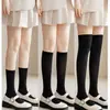 Meias Jk para Primavera e Verão para Mulheres, Meias Pretas até a Panturrilha, Meias Finas Pretas Lisas Acima do Joelho, Meias de Veludo de Cano Médio Alto Atacado