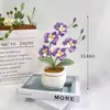 Flor artificial Phalaenopsis de producto terminado transfronterizo, planta en maceta de lana, planta en maceta simulada tejida a crochet hecha a mano, adorno de decoración de escritorio regalo