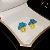 Pendientes Vintage de Plata con Forma de Rombo y Gota de Aceite Estilo Palacio Retro Exquisitos Pendientes de Botón Lujo Ligero Pendientes de Gama Alta