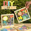 Moldura para Pintura em Vidro Acrílico Madeira Maciça Moldura para Fotos Graffiti Jardim de Infância DIY Pintado Moldura para Pintura Artística com Espécimes de Flores Secas