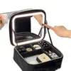 Estuche de Cosméticos con Espejo y Lámpara Bolsa de Cosméticos Grande para Mujer Nueva de Alta Gama Gran Capacidad Portátil Maleta Pequeña
