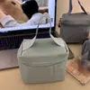Bolsa de cosméticos cilíndrica de nailon liso estilo ins sal simple para el trabajo portátil tela resistente a las manchas bolsa de almacenamiento de gran capacidad