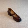 Zapatos Pequeños de Metal Decorados para Viajes Diarios, Combinables, con Plataforma, Lefu de Una Sola Capa para Mujer, Zapatos Pequeños de Cuero Retro con Suela Gruesa y Punta Redonda