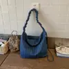 Bolsa de Hombro de Mezclilla Rayada Estilo Japonés y Coreano para Mujer Modelo Nuevo 2026 Gran Capacidad Ligera Casual para el Trabajo y Viajes Cruzada al Hombro