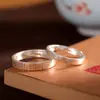 Personalidad Producto de Plata Plata Pura 999.9 Plata Lisa Carácter de Bendición Todo Sale Bien Anillos de Pareja Modernos Sencillos Adecuados para Hombres y Mujeres