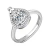 Anillo en Forma de Gota para Mujer, Moderno 2025 Nuevo Diseño Incrustado con Circonita, Elegante de Nicho, Versátil y de Alta Gama