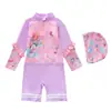 Nuevo Traje de Baño Infantil para Niñas de una Pieza Sirena Manga Larga Protección Solar para la Playa Traje de Baño para Surfear con Certificado CPC