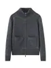 Suéter cárdigan casual para mujer, de punto grueso para otoño e invierno, 100% cachemira pura, con doble bolsillo con cremallera, cuello semi-alto y manga larga