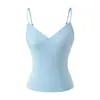 Camisole Modeladora Verão 2026 Novo Estilo Decote em V Profundo com Bojo, Top Regata Sexy de Tencel com Alças Finas para Garotas Descoladas