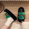 Pantuflas peludas para mujer para usar en exteriores, nuevo estilo coreano otoño e invierno 2026, con hebilla de cinturón, pantuflas de algodón con suela gruesa, pantuflas peludas casuales para mujer