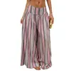 2026 Otoño Invierno Retro Bohemio Occidental Rayas Pantalones de Pierna Ancha Cintura Alta Cintura Elástica Estilo Nómada Casual Largo hasta el Suelo