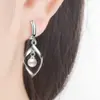 Brincos de pérolas giratórios, brincos longos femininos, brincos de pérolas da moda com torção