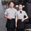 Ropa de Trabajo para Personal de Catering de Manga Corta Estilo Chino para Mujer Personal de Recepción de Hotel Restaurante Restaurante de Hot Pot Ropa de Primavera y Verano