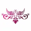 Pegatina de tatuaje temporal para la cintura de mujer, vid con degradado burdeos, alas de loto