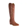 Botas de Cano Alto Bordadas Novas Botas de Cavaleiro Botas de Salto Alto Botas de Outono e Inverno 4043 Grossas Tamanho Grande Comércio Exterior Europeias e Americanas Botas Martin Bordadas Femininas