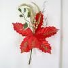 Nueva Flor de Navidad Brillante de 26 cm Decoraciones Navideñas Fiesta Hogar Accesorios de Rama Flores Navideñas Artificiales Flores Falsas