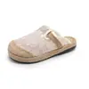 Zapatos de Tela para Mujer 2026 Verano Nuevo Estilo Lino Tejido Retro Bordados Pantuflas Slip-On Media Pantufla Comercio Exterior Zapatos de Mujer