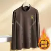 Camiseta interior térmica para hombre de otoño e invierno, camiseta de manga larga, top de otoño de cuello medio alto, ropa de marca moderna para hombre, ropa de alta calidad para hombre