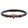 Explosiones de Amazon cabeza de animal accesorios de cobre negro esmerilado pulsera de ojo de tigre de cuero ventas directas de fábrica