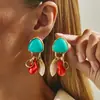 Brincos de Moda Europeus e Americanos Transfronteiriços Personalidade Resina Acrílico Pedra Artificial Brincos Exagerados Estilo Ins Gotejamento de Óleo Metal Brilhante