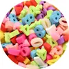 Fatias Coloridas de Argila Macia Desenhos Animados de Frutas Letras em Inglês Perfuradas Conjunto de Argila Macia Material de Argila Macia para Pulseira