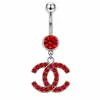 Anillos de ombligo populares transfronterizos europeos y americanos, modernos de acero inoxidable sexy con letra C incrustada de diamantes para piercing en el ombligo, fábrica al por mayor