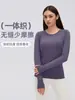 Nova Roupa de Yoga Feminina Manga Longa Gola Redonda Look Emagrecedor Elástica Esportiva Corrida Fitness Top D19083