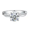 Anillo de bodas de moissanita con cuatro garras de plata de ley 925 con explosiones transfronterizas, moda, fuente en vivo, fábrica, comercio exterior, mujeres