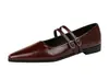 Sapatos rasos de uma tira com sola macia para o dia a dia, sapatos de bico fino com corte baixo, estilo retrô de nicho, para mulheres usarem com saias, sapatos Mary Jane estilo old money