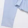 Comércio Exterior Transfronteiriço Roupas Femininas 2026 Novos Produtos Estilo Europeu e Americano Design Francês Camisa de Popeline Plissada Elástica 4772011