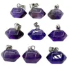 Joias em alta venda cristal natural ágata pedra preciosa coluna hexagonal bala ponta dupla pingente colar acessórios