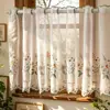 Meia Cortina Decorativa Sem Furos para Cobrir Imperfeições, Cortina Jacquard Tulipa, Cortina com Passagem para Varão Estilo Country Americano