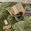 Conjunto de Roupa de Cama de Luxo Leve Espesso em Lã de Leite Quatro Peças Outono e Inverno Quente Fronha de Edredom Plush Dupla Face Lençóis de Quarto Principal Lençóis de Elástico Roupa de Cama