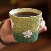 Taza de Té de Cerámica Roja Pedernal Hoja Verde Taza Maestra de Té Hogar Beber Té Juego de Té Kung Fu Taza Individual de Loto Pintada a Mano