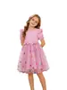 Vestido para niña, nuevo y elegante vestido de princesa de malla colorida con mariposas, vestido abullonado para niños, vestido de moda para niña