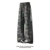 Pantalones de camuflaje elásticos de pierna recta estilo retro americano de seda helada para hombre, nuevos pantalones casuales de verano holgados versátiles de pierna ancha