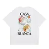 Casa Casablanca Camiseta Casual de Manga Corta Versión Correcta ins Marca de Nicho Trendy Europea y Americana High Street Algodón Puro