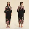 Pijamas de Comercio Exterior para Mujer Verano Estilo Europeo Americano Yaoting Delgado Satín Talla Grande Bata Larga de Manga Larga de Alta Calidad Ropa de Casa para Mujer