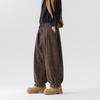 Pantalones Casuales Holgados Gruesos Lisos de Chenilla Estilo Chino Nuevos Otoño e Invierno 2025 Caída Talla Grande Pantalones Largos con Botón para Hombre