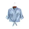 Chaqueta vaquera corta de manga corta para mujer estilo coreano, abrigo vaquero fino corto ajustado