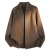 Cardigã de tricô com gola alta e zíper, outono e inverno, transfronteiriço, masculino, de corte solto, com mangas compridas, peça de outer wear casual e versátil