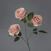 Flores Artificiales, Rosa Anna de Tres Cabezas, Arreglo Floral de Piso para Salón de Bodas, Decoración del Hogar, Flores Falsas, Venta al por Mayor desde Fabricante, Flores de Seda para Hotel